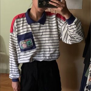 80’s Striped Cotton Sweatshirt